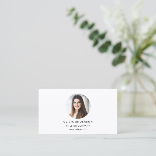 Moderne minimalistische foto met QR Code Social Me Visitekaartje (Staand voorkant)