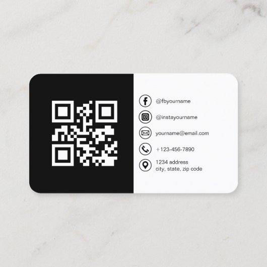 Moderne minimalistische foto met QR Code Social Me Visitekaartje (Achterkant)
