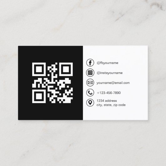 Moderne minimalistische foto met QR Code Social Me Visitekaartje (Achterkant)