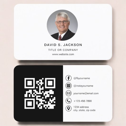 Moderne minimalistische foto met QR Code Social Me Visitekaartje