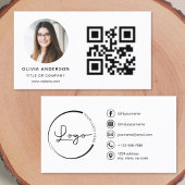Moderne minimalistische foto met QR Code Social Me Visitekaartje