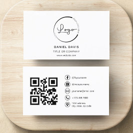 Moderne minimalistische foto met QR Code Social Me Visitekaartje