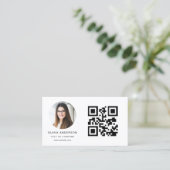 Moderne minimalistische foto met QR Code Social Me Visitekaartje (Staand voorkant)