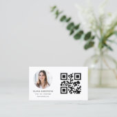 Moderne minimalistische foto met QR Code Social Me Visitekaartje (Staand voorkant)