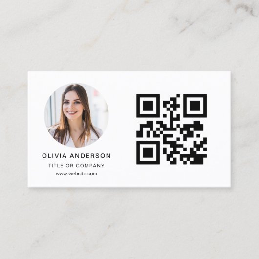 Moderne minimalistische foto met QR Code Social Me Visitekaartje (Voorkant)