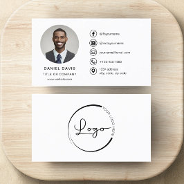 Moderne minimalistische foto met Social Media Icon Visitekaartje