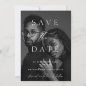 Moderne Minimalistische Foto-overlay QR-code Trouw Save The Date (Voorkant)