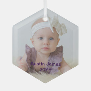Moderne minimalistische foto overlay witte tekst glas ornament