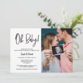 Moderne minimalistische foto paar baby shower kaart (Staand voorkant)