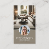 Moderne minimalistische foto professionele taupe visitekaartje (Voorkant)