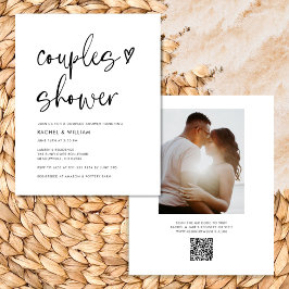 Moderne minimalistische foto QR Code Couples Douch Kaart