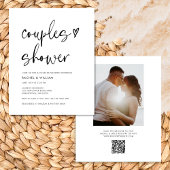 Moderne minimalistische foto QR Code Couples Douch Kaart