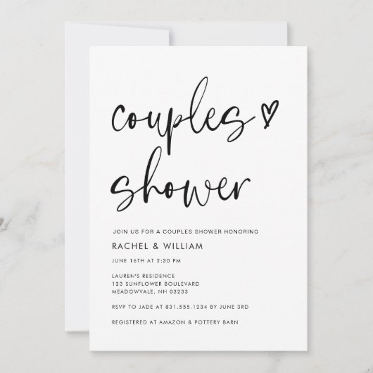 Moderne minimalistische foto QR Code Couples Douch Kaart (Voorkant)