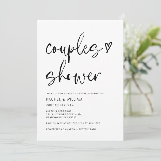 Moderne minimalistische foto QR Code Couples Douch Kaart (Staand voorkant)