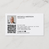 Moderne minimalistische foto QR-code en sociale me Visitekaartje (Achterkant)