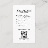 Moderne minimalistische foto QR-code Logo Verticaa Visitekaartje (Achterkant)