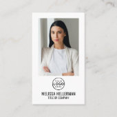 Moderne minimalistische foto QR-code Logo Verticaa Visitekaartje (Voorkant)