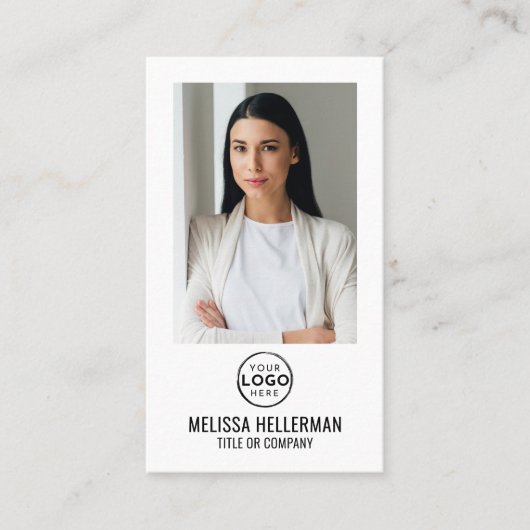 Moderne minimalistische foto QR-code Logo Verticaa Visitekaartje (Voorkant)