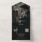 Moderne minimalistische foto QR code RSVP bruiloft All In One Uitnodiging (Binnen)