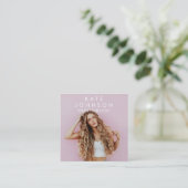 Moderne minimalistische foto QR-code Sociale media Vierkante Visitekaartje (Staand voorkant)