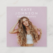 Moderne minimalistische foto QR-code Sociale media Vierkante Visitekaartje (Voorkant)