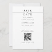 Moderne Minimalistische Foto QR Code Trouwen Save The Date (Achterkant)