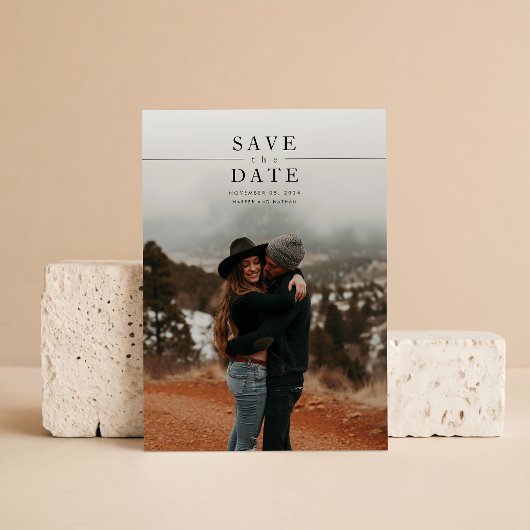 Moderne Minimalistische Foto QR Code Trouwen Save The Date