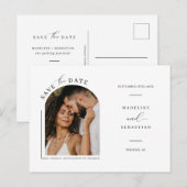 Moderne minimalistische foto-QR-code van Arch Save Briefkaart (Voorkant / Achterkant)