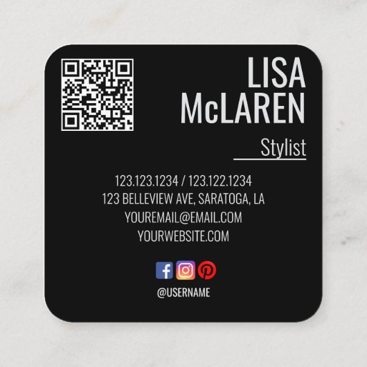 Moderne minimalistische foto QR-code Visitekaartje (Achterkant)