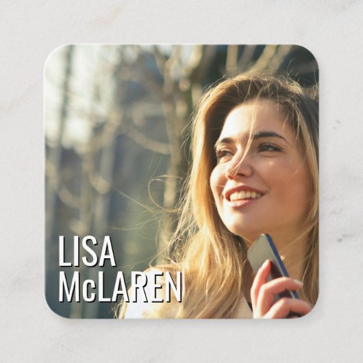 Moderne minimalistische foto QR-code Visitekaartje (Voorkant)