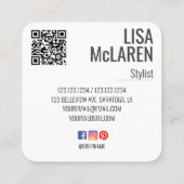 Moderne minimalistische foto QR-code Visitekaartje (Achterkant)