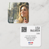 Moderne minimalistische foto QR-code Visitekaartje (Voorkant / Achterkant)