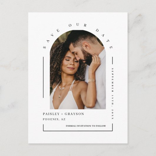 Moderne minimalistische foto-QR-code voor boogfoto Briefkaart (Voorkant)