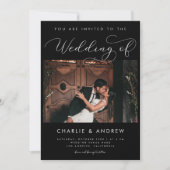 Moderne minimalistische foto QR Code Zwart Bruilof Kaart (Voorkant)