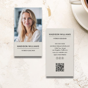 Moderne minimalistische foto QR Social Media Visitekaartje