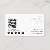 Moderne Minimalistische Foto Sage Groene QR-code Visitekaartje (Achterkant)
