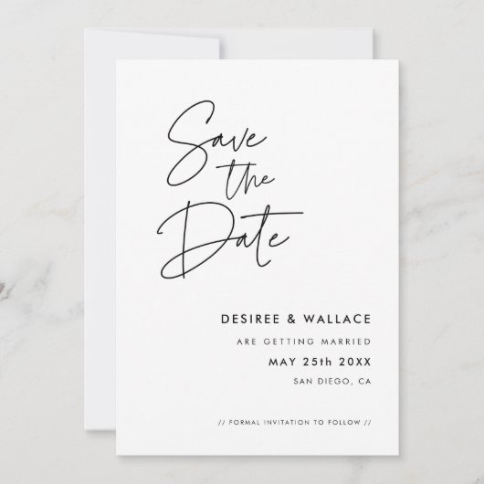 Moderne minimalistische foto save the date (Voorkant)