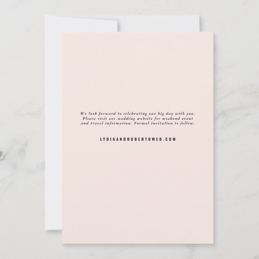 Moderne minimalistische foto save the date (Achterkant)