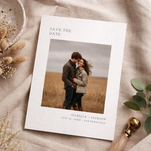 Moderne Minimalistische Foto Save the Date Kaart