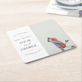 Moderne minimalistische foto Save the Date Onderze Kartonnen Onderzetters (Schuin)