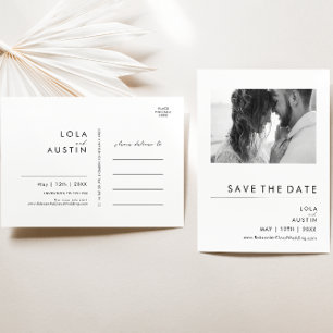 Moderne Minimalistische Foto Save The Date Postkaa Uitnodiging Briefkaart
