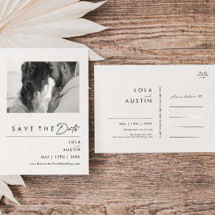 Moderne Minimalistische Foto Save The Date Postkaa Uitnodiging Briefkaart