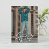 Moderne minimalistische foto & script afstudeerfee kaart (Staand voorkant)