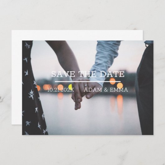 Moderne minimalistische foto slaat de datum op aankondiging (Voorkant / Achterkant)