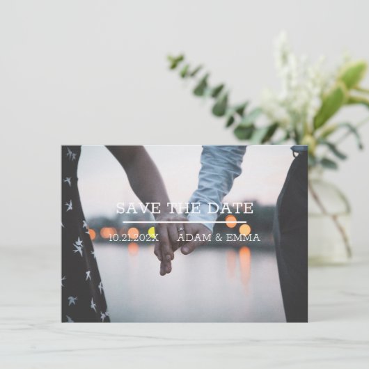 Moderne minimalistische foto slaat de datum op aankondiging (Staand voorkant)