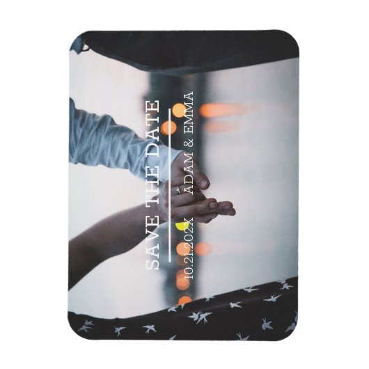 Moderne minimalistische foto slaat de datum op magneet (Verticaal)