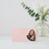 Moderne minimalistische foto Struik roze QR-code Visitekaartje (Staand voorkant)