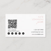 Moderne minimalistische foto Struik roze QR-code Visitekaartje (Achterkant)