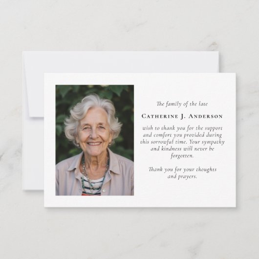Moderne minimalistische foto sympathie begrafenis bedankkaart (Voorkant)