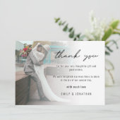 Moderne minimalistische foto toevoegen Trouwfoto Bedankkaart (Staand voorkant)